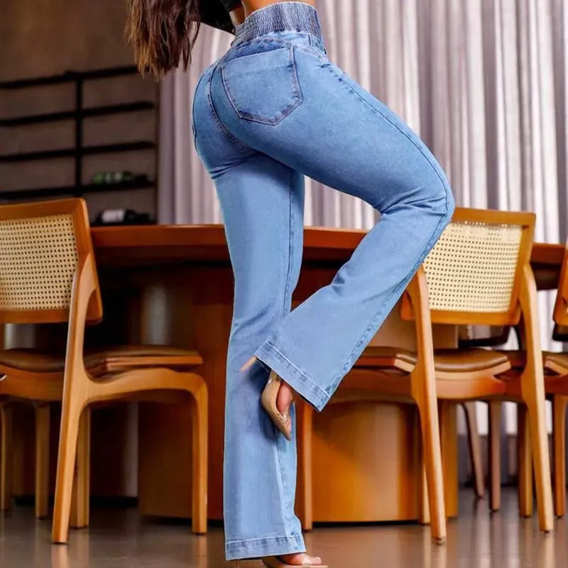 Kit 2 Calças Jeans Flare Modeladora de Cintura Alta